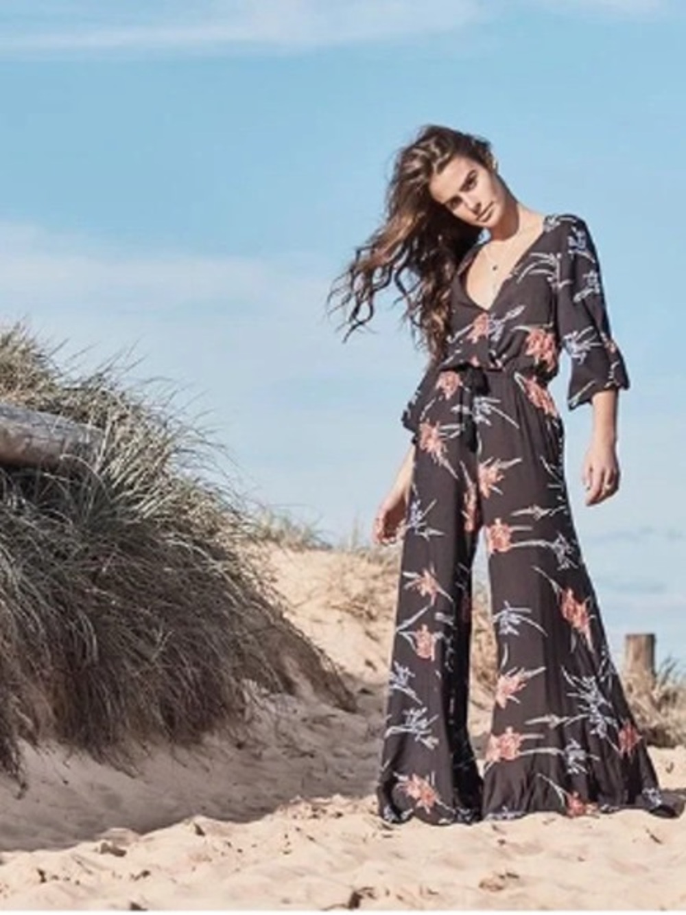 Jaase Black Floral Wide-Leg Jumpsuit